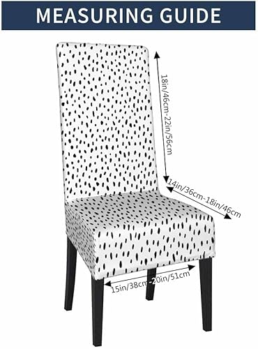 Miniatura 5 de 1 paquete de fundas para sillas de comedor con textura de lunares, blanco y negro, puntos caóticos clásicos, puntos dispersos, cortos, elásticos, de