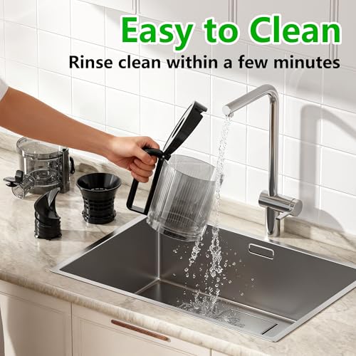 Image of Cold Press Juicer Machines, 5.3 inch Large Feed Chute Slow Masticating Juicer, Powerful AC Brushless Motor Fit Whole Fruits & Vegetable, 99% Juice Yield, Ultra Quiet, Easy Clean