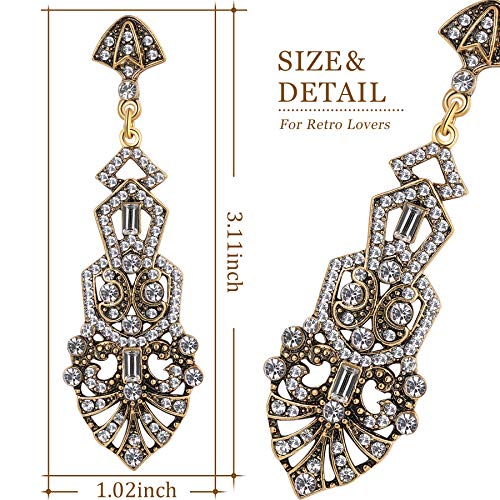 Coucoland 1920s Flapper Earrings Roaring 20s Great Gatsby Rhinestone Earrings2