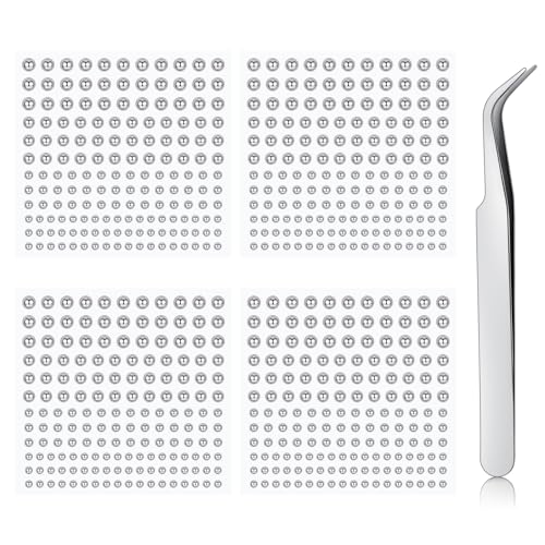 QWALIT Fake Lip Ring Fake Lip Piercing Fake Piercings Fake Nose Ring Hoop Fake Face Piercing Fake Lip Stud Fake Nose Stud Stick on Fake Eyebrow Piercing Fake Eyebrow Ring Fake Piercing Balls Silver