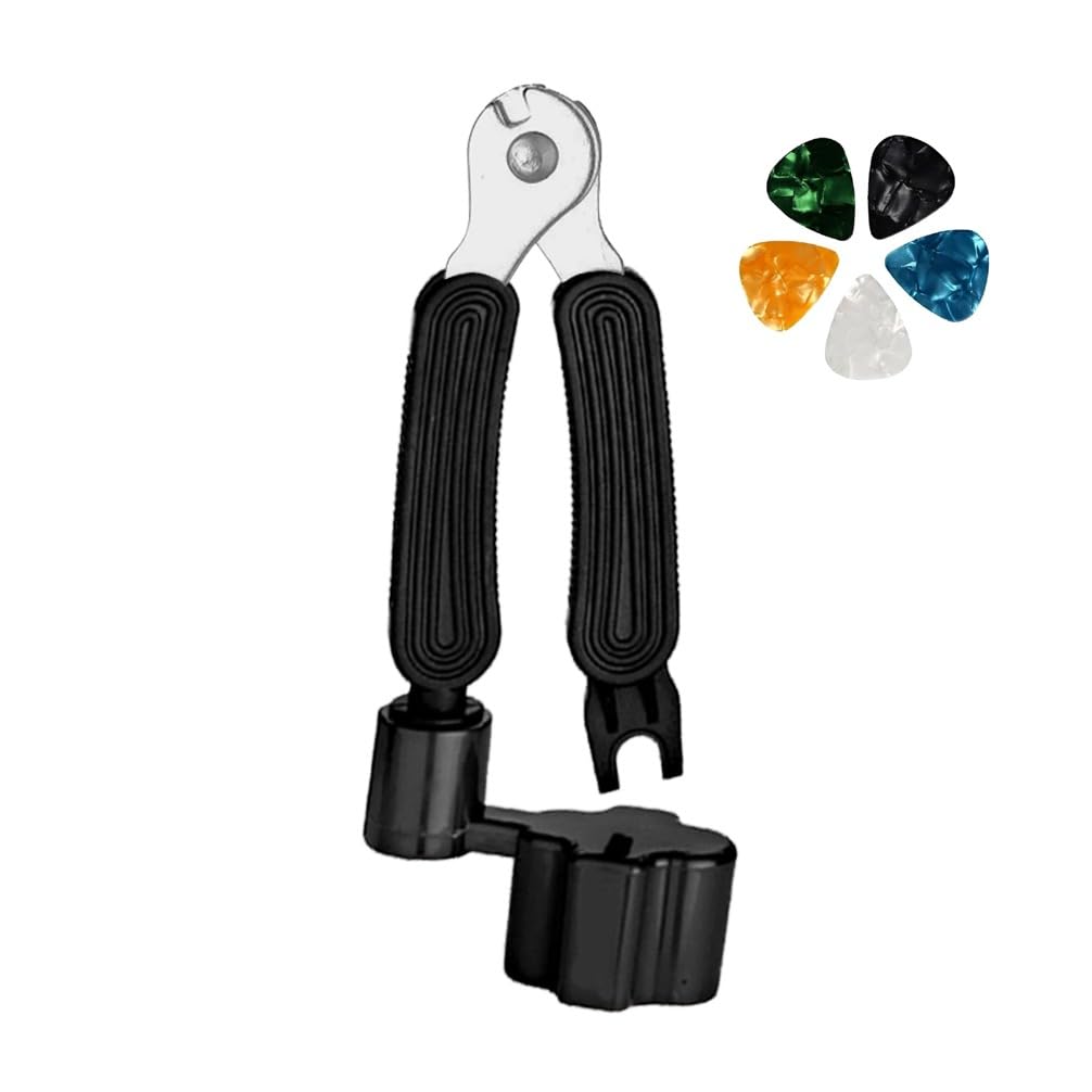 Neowood (NSW-6) 3-in-1 Guitar String Winder Cutter Pin Puller � Multifunctional Guitar Maintenance Tool for Acoustic & Electric Guitars � String Peg Winder, Cutter, and Bridge Pin Remover (Black)
