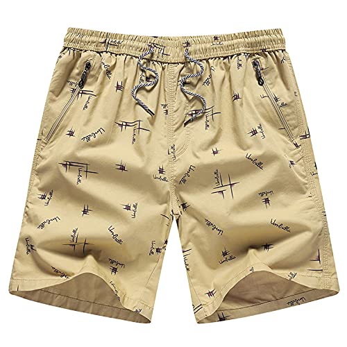 Sinzelimin Shorts for Men's Summer Casual Sport Sweatpant Drawstring Elastic Waist Short Cargo Pants Five-Point Beach Pants3