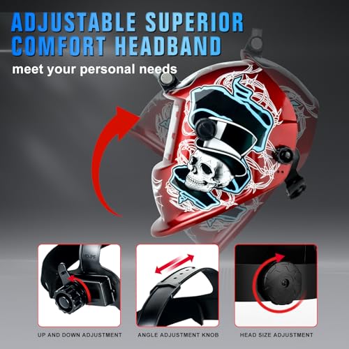 Image of TRQWH Welding Helmet with Light True Color Auto Darkening Welding Helmets for Men Solar Powered Welding Hood with 2 Arc Sensor Wide Shade 4 /9-13 for TIG MIG ARC Cool Welder Mask