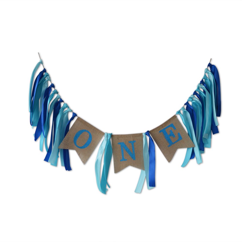 Keklle Burlap One High Chair Banner for Baby 1st One Birthday Party Decorations