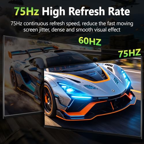 Image of 24 Inch Gaming Monitor, FHD 1080P IPS 75Hz AMD FreeSync, 99% sRGB Low Blue Light Flicker-Free Slim Narrow Bezel, HDMI VGA, Tilt & Wall Mountable for Gaming, Home Office, Laptop & Game Consoles