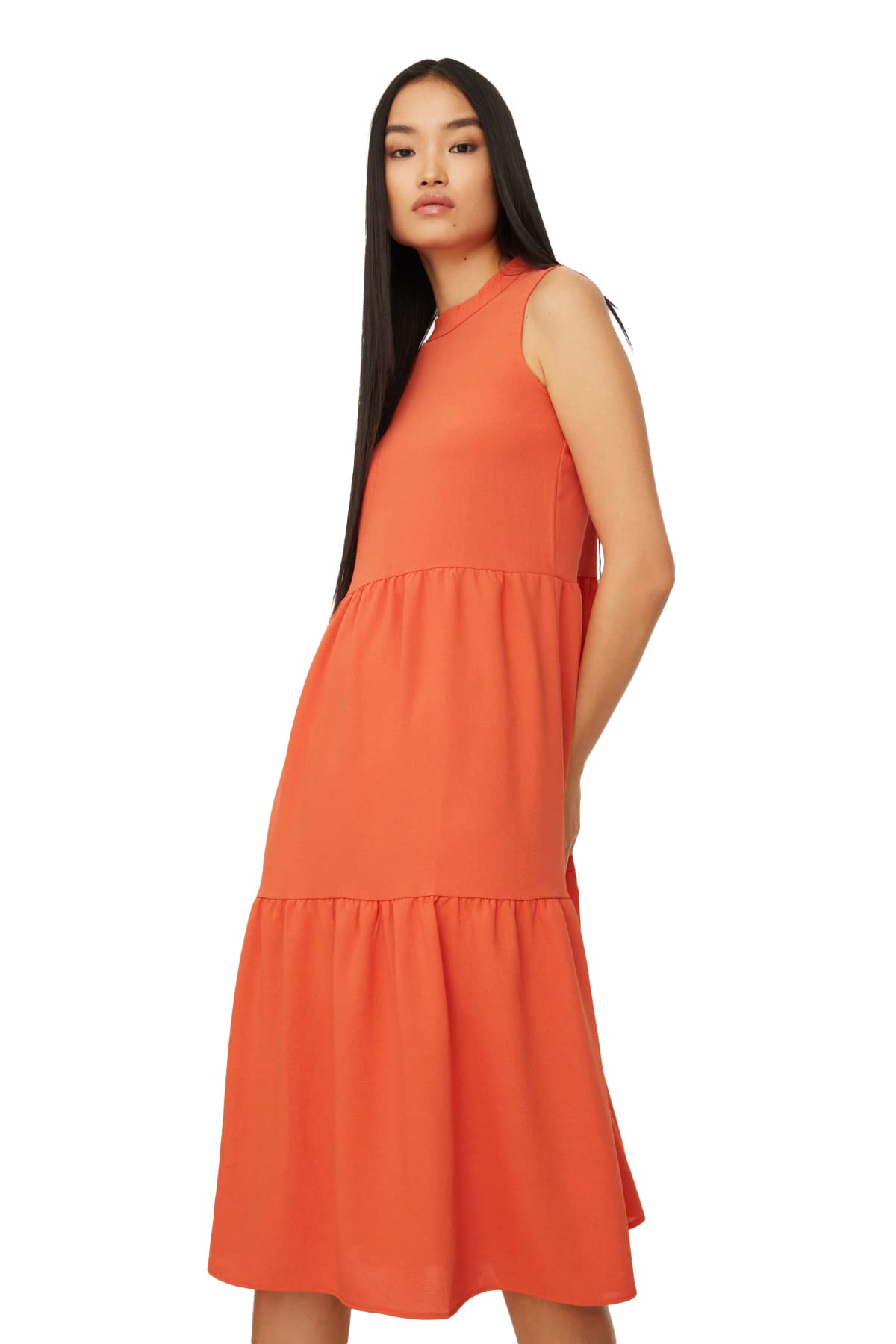 Trendyol Women Midi Shift Regular fit Woven Dress Orange