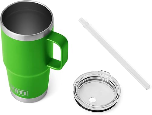 Miniatura 436 de YETI Rambler - Vaso de viaje con asa y tapa con popote, 35 onzas, vaso de agua de viaje, con asa, acero inoxidable, color blanco
