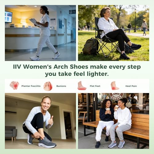 Image of IIV Womens Walking Shoes with Arch Support Plantar Fasciitis Sneakers Women Orthotic Tennis Shoes for Workout