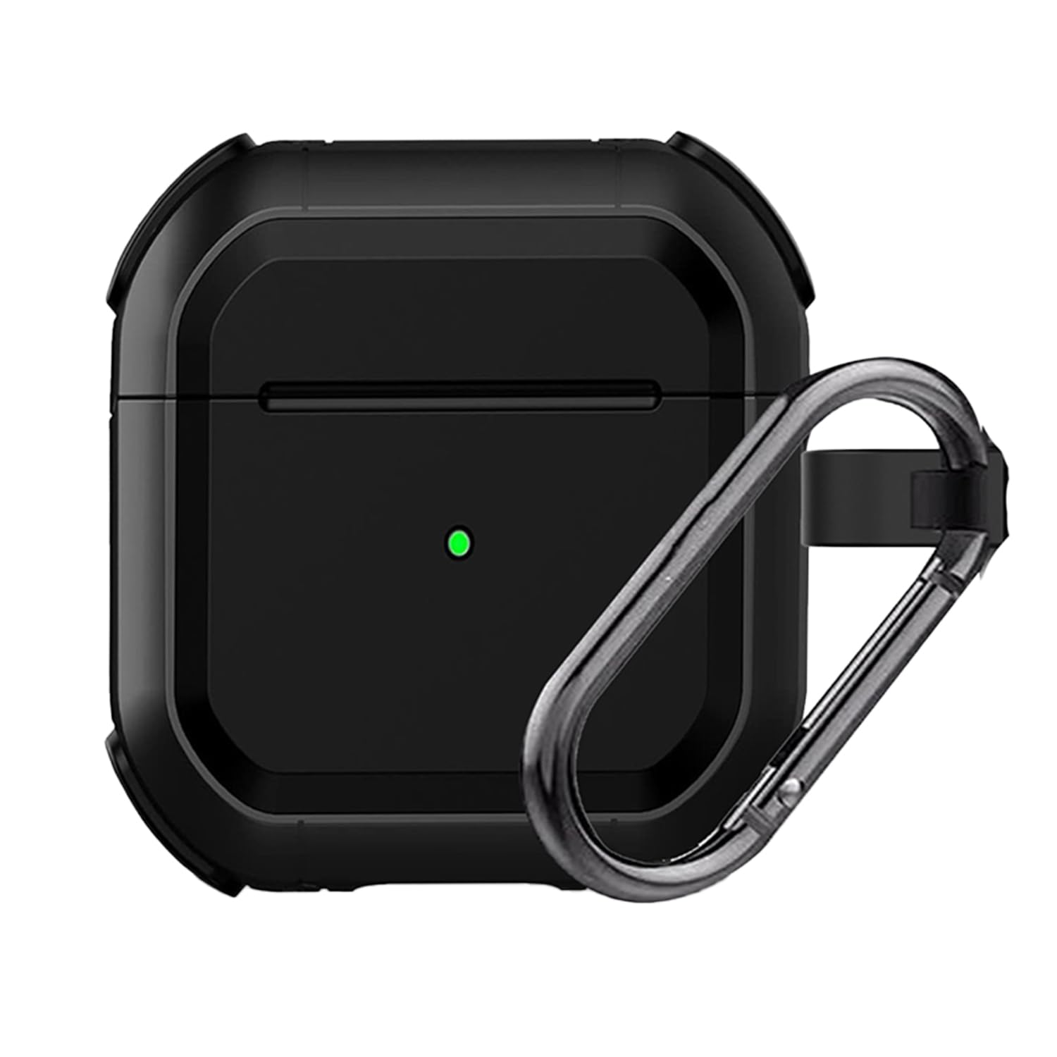 Amazon Basics Lavish Shock-Absorbing Protective Case with Keychain for AirPods 1 and 2 | Visible Front LED | Sleek Design (Black) Amazon Basics Lavish Shock-Absorbing Protective Case with Keychain for AirPods 1 and 2 | Visible Front LED | Sleek Design (Black)