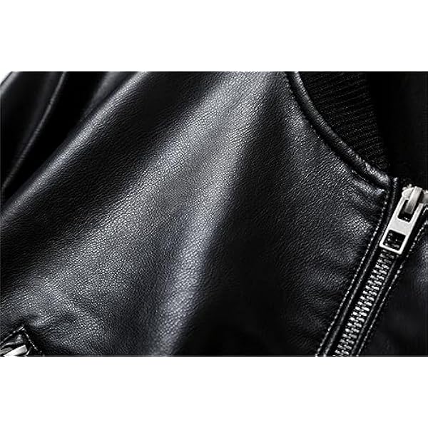 Adhdyuud Vrouwen Zwarte Vintage Imitatie Lederen Bomber Jas Casual Zakken Ritsen Jas Top