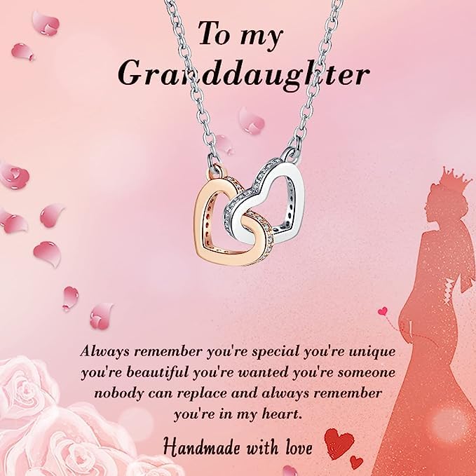Granddaughter Necklace From Grandmom - Filled with Love - Necklace for Granddaughter on Birthday, Christmas, Graduation, Wedding, or Valentine's Day