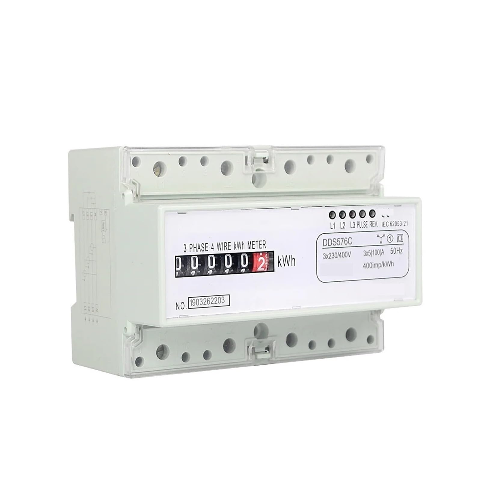 Contador de energía Digital Contador de kWh de Electricidad eléctrica analógica trifásica de 4 Cables Consumo de energía Riel DIN CA 380 V 400 V 100 A 50 Hz(Digital Type DDS576)