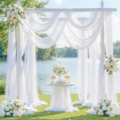 Tela Blanca para Arco de Boda de 4 Paneles 30"x19ft miniatura 1