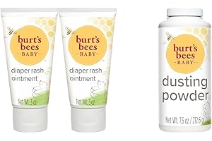Burst Bees Baby Diaper Rash Ointment & Dusting Powder Combo Set with 40% Zinc Oxide
