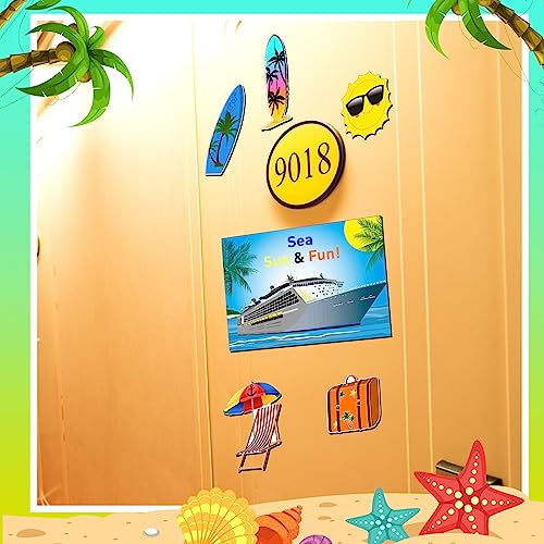 Image of Kanayu 6 Pcs Sun Cruise Door Decorations Magnetic Large Ship Decorations Magnets Anchor Cruise Decor Car Fridge Magnet Decal for Carnival Stateroom Door
