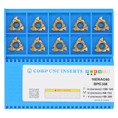 CDBP 16ER AG60/16IR AG60 CNC Torno de Roscar Indexable Cuchilla de Carburo Insertada, 10 unidades