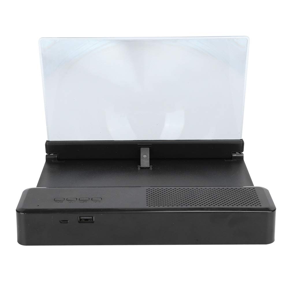 Lupa de Pantalla Móvil con Altavoz, Lupa de Pantalla de Teléfono Móvil con Altavoz Inalámbrico de 26 X 10 Pulgadas, Soporte de Sonido Amplificador de Ampliación (Negro)