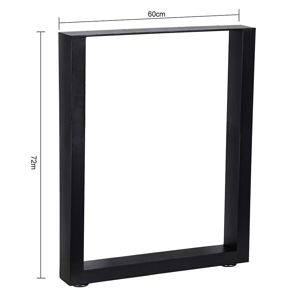 Melko 2X Tischkufen aus Vierkantprofilen 80x40 mm Tischuntergestell 60 x 72 cm Tischbeine Tiefschwarz inkl. Bodenschoner