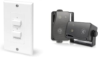 Pyle-Home in-Wall A/B Source Selector Switch Control PVCS2 & Mini Box Speaker System - 3.5 Inch 200 Watt Weatherproof Marine Grade Mount Speakers - (Black)