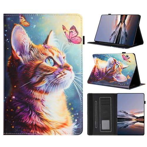 DayQiQiPu Custodia per Huawei MediaPad T3 AGS-W09/L09/L03 (9,6 Pollici) in pelle PU Caso a Portafoglio Cover Ribaltabile Motivo Gatto Mandarino Guscio con Supporto e Auto Wake/Sleep, 06