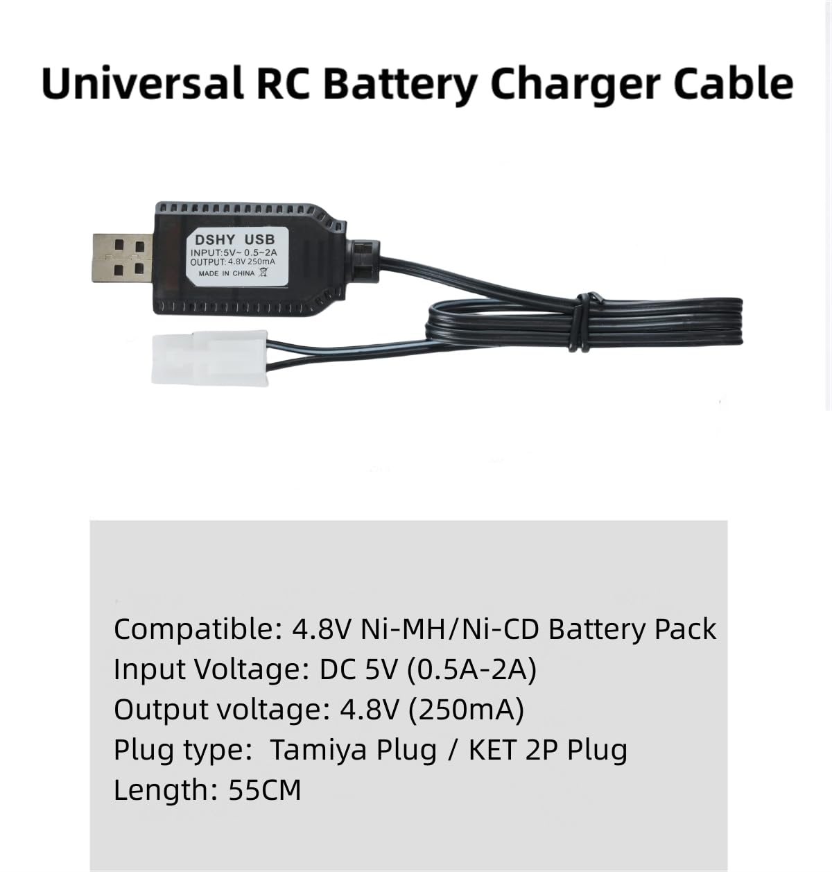 Aliwisdom Universal RC Charger Cable with tamiya Plug/KET 2P