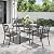 PHI VILLA 5-Piece Metal Patio Outdoor Table and Chairs Dining Set- 37" Square Bistro Table and 4 Backyard Garden Chairs, Table with 1.57" Umbrella Hole