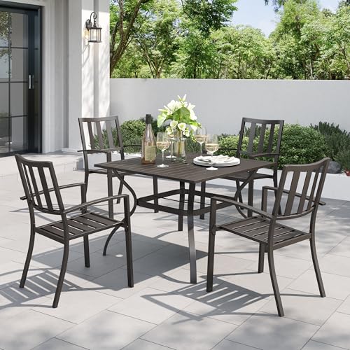 PHI VILLA 5 Piece Outdoor Dining Table Set for 4,