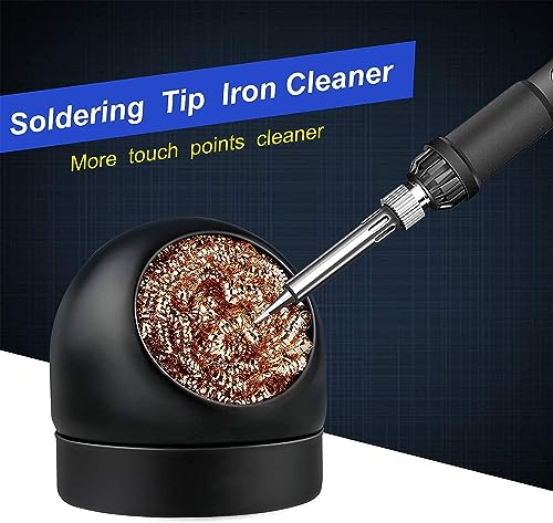 Image of Tch-1Pc Tip Cleaner for Soldering Irons - Copper Sponge, Effective Tip Maintenance, Extends Life of Soldering Tips, Compatible with All Soldering Iron Models, Easy to Use, Black