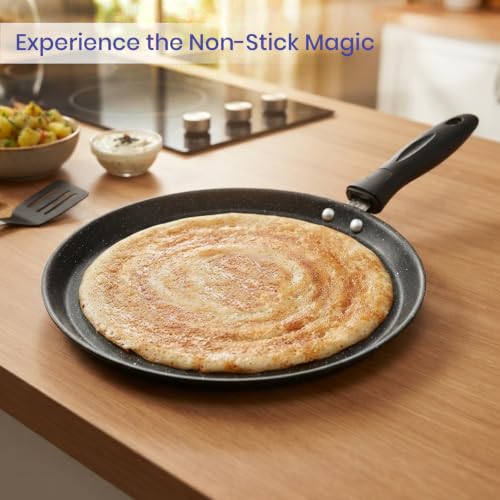Image of DOZY 5-Piece Iron Non-Stick Cookware Combo Set with Kadhai, Tawa & Tadka Pan Induction Bottom Non-Stick Coated Cookware Set