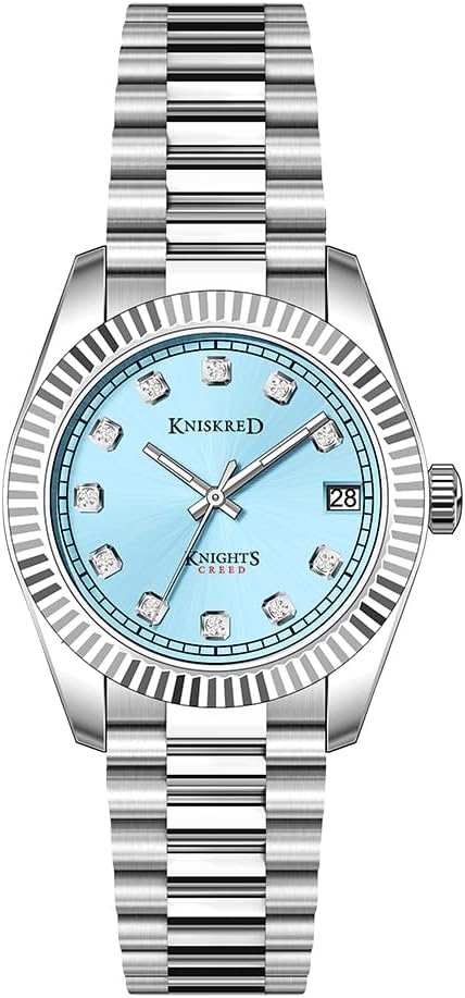 KNISKRED Classic Watch for Women with Crystal Accented and Solid Stainless Steel Band Ladies Dress Watch Water Resistant