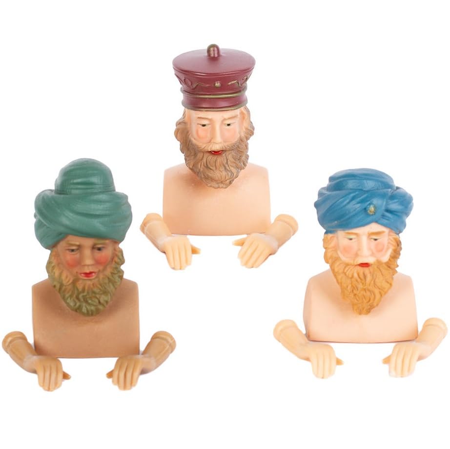 Factory Direct CraftPack of Vinyl Three Wise Men Head and Arms Set 2 Gaspar, 2 Melchior and 2 Balthasar (Total 6 Heads) DIY Nativity Scene, Christmas Ornaments and Holiday Decorations (3-1/4”H)