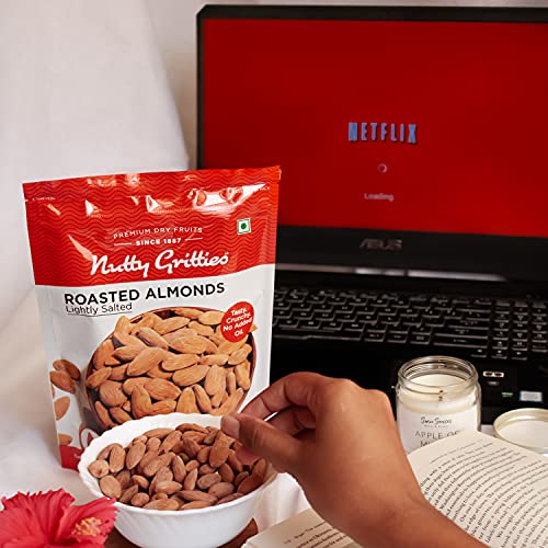 Image of Nutty Gritties California Roasted Almonds 200g (Pack of 5), Lightly Salted, Dry Roasted, Non Fried, Zero Oil, Crunchy Healthy Snack -
