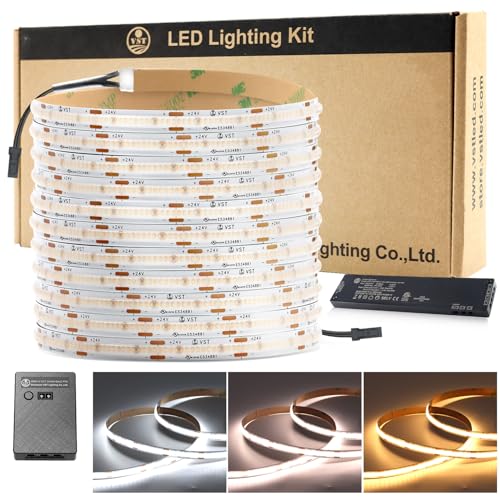 Image of VST 16.4ft 24V COB LED Strip Lights Compatible with Alexa Google Home Assistant App Remote Control & Handwave Active,CCT 2700K-6500K, UL-Listed, Dimmable LED Light with 60W LED Driver ETL-Listed