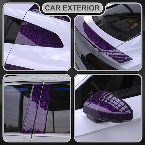 Image of LYPUMSO Forged Carbon Fiber Vinyl Wrap, Gloss Purple Car Vinyl Wrap Roll with 2PCS Installation Tool Kits, Self-Adhesive DIY Decal Sticker Film Sheet for Auto Motorcycle with Air Release (1ft x3.5ft)