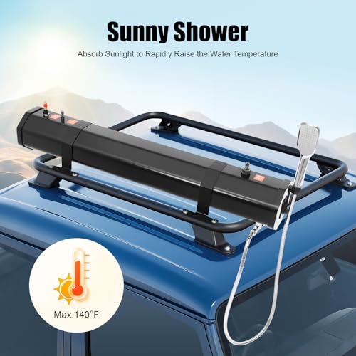 Ducha portátil para camping con tanque de agua presurizado de 8 galones para portaequipajes de techo, incluye manguera y rociador, ideal para SUV, camión, RV y aventuras off-road miniatura 5
