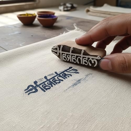 Image of RENIQ Wooden Printing Block for Fabric & DIY Craft | Handcrafted Indian Design Stamp for Textile, Pottery, Mehndi & Home Decor (Multicolor5)