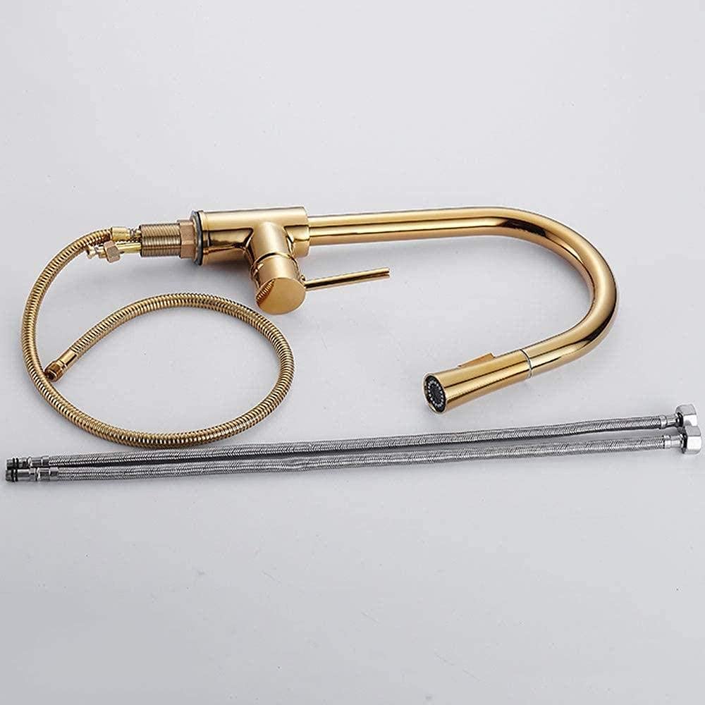 Rubinetti, Rubinetto Rubinetto Rubinetto Rubinetto della Cucina con irrigatore a Scomparsa Rubinetto del lavello della Cucina Estraibile Nichel Spazzolato Rubinetto Placcato in Oro Comfortable