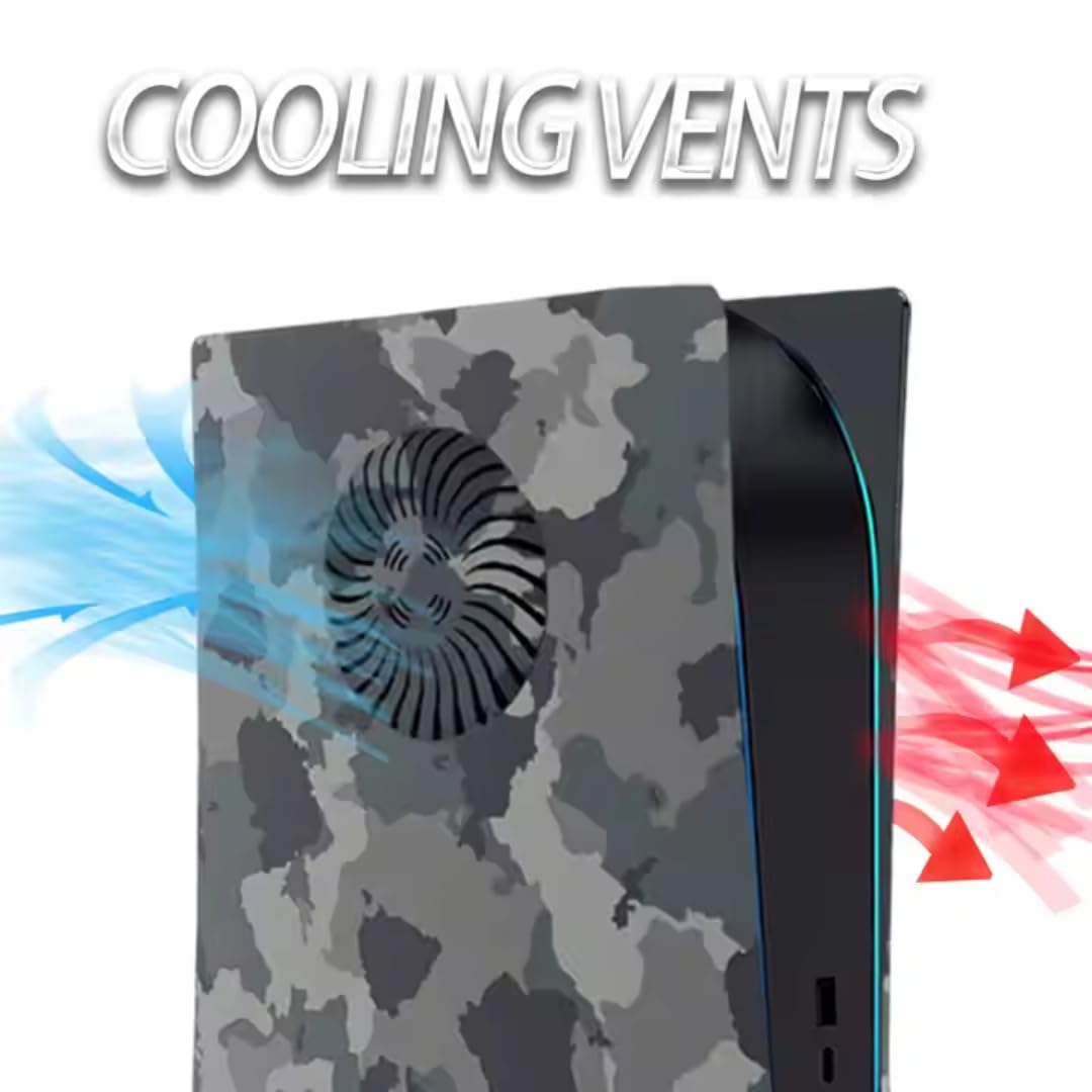 Placa de Camuflaje para PS5 - Carcasa de Reemplazo con Ranura de Ventilación - Fabricada en ABS Resistente - Accesorio Gaming Personalizado para PlayStation 5 (Digital Ve)