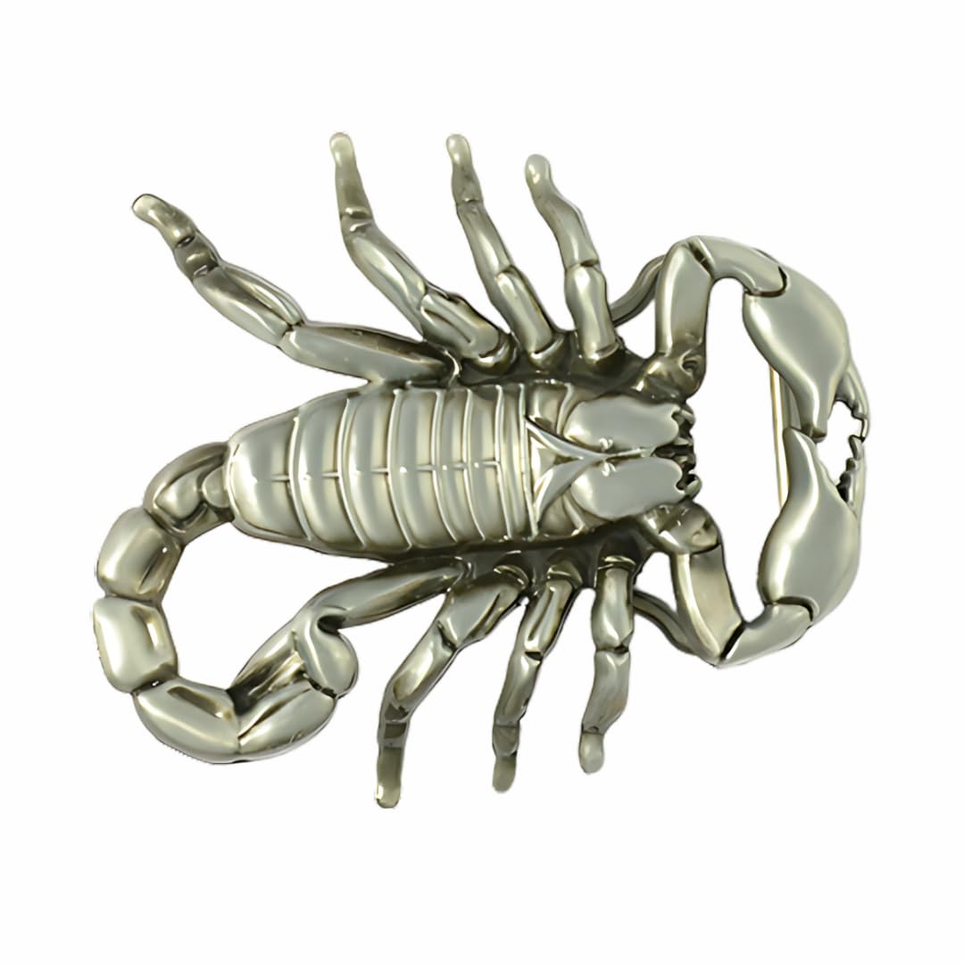 Flash My Buckle Men's Silver/Grey Scorpion Belt Buckle - Replacet Buckle - For Belt's Up To 1.5 Inch 40Mm Wide