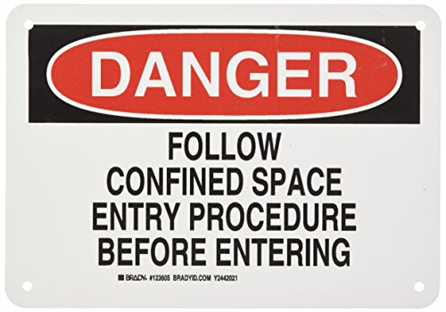 Panneau Confined Space Entry Procedure 123605 - Signalétique Sécurité Brady Noir Rouge Blanc