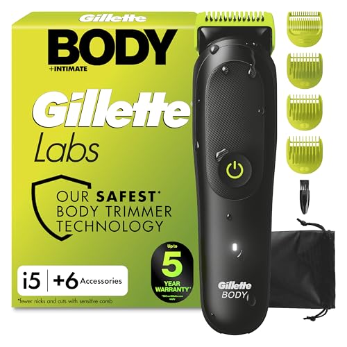 GilletteLabs i5 Body + Intimate Hair Trimmer for Men 3 Body Combs