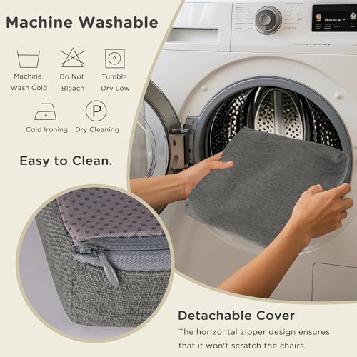 Image of AddGrace Anti-Slip Bar Stool Cushions Square Bar Stool Seat Cushions with Ties Set of 2 Small Square Chair Pads with Machine Washable Cover 12 inchX12 inchX2 inch (Dark Grey)