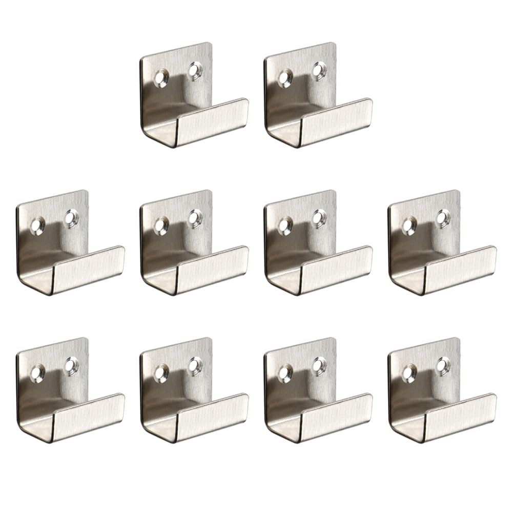 10 Stück Schwerlast-Haken U Winkel Halterung Edelstahl Keramikfliesen Display Wandhaken Silber, 25 mm Breite