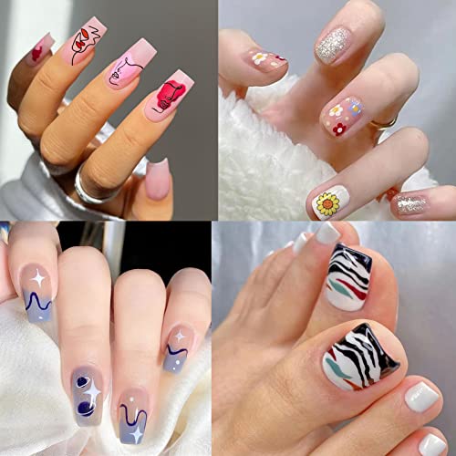 Nail Stamping Plates Set, 6 Pieces Snake Butterfly Flower Image Rectangle Nail Stamp Kit, Love Abstract Face Flamingo Design Nail Art Stamp Manicure Tools for DIY Nail Salon Decoration - Image 7