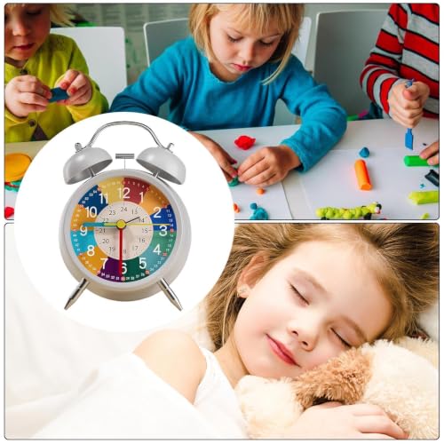 Reloj despertador analógico para niños con batería USB para aprender el tiempo 7
