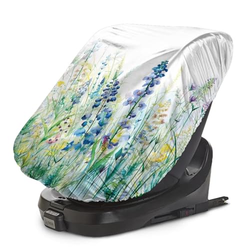 Dreaweet Baby Car Seat Sun Shade Cover Watercolor Flower Print Toddler Car Seat Sun Shade Cover Reflective Heat Sun Protector for Baby Car Seat Keeping Infant Car Seat Cool
