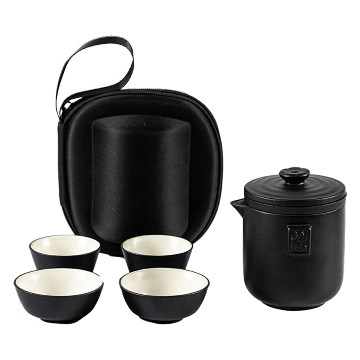 VANZACK Juego de Taza de Té de Cerámica Portátil Diseño Elegante y Fácil de Agarrar con Tetera y Bolsa para Viaje Adecuado para Uso en Casa Aire Libre