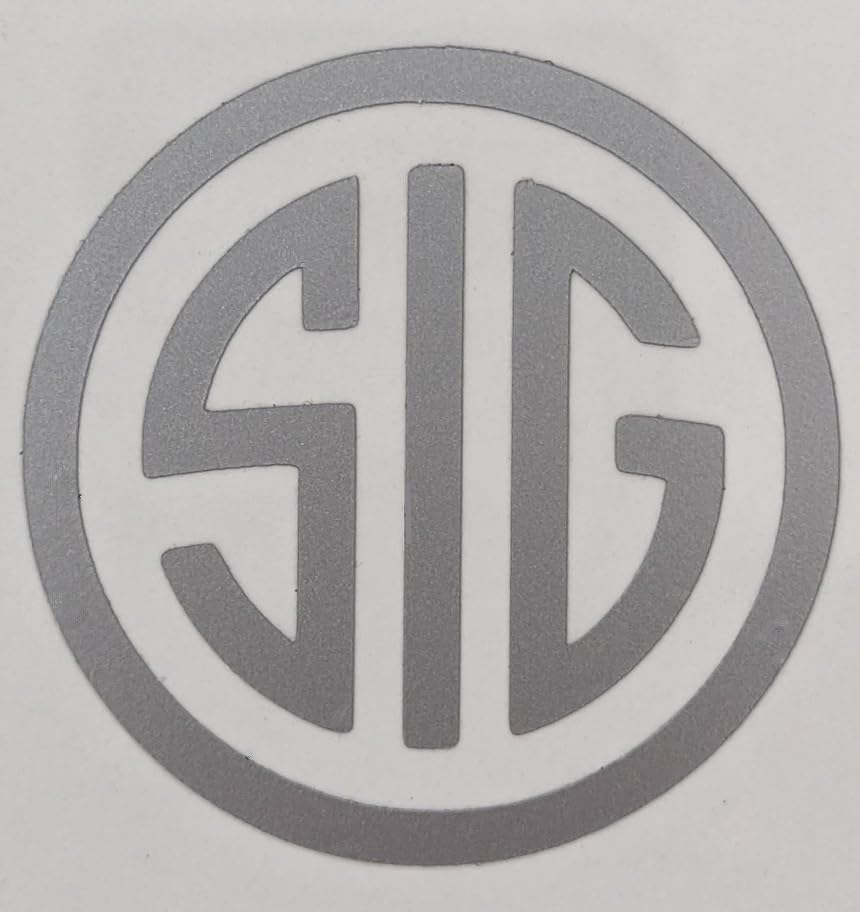 Image of SIG Decal - (Grey, 2 X 2) - Vinyl Car Bumper Sticker, Gun, Truck, Window, Motorcycle, Helmet, Bumper, Laptop
