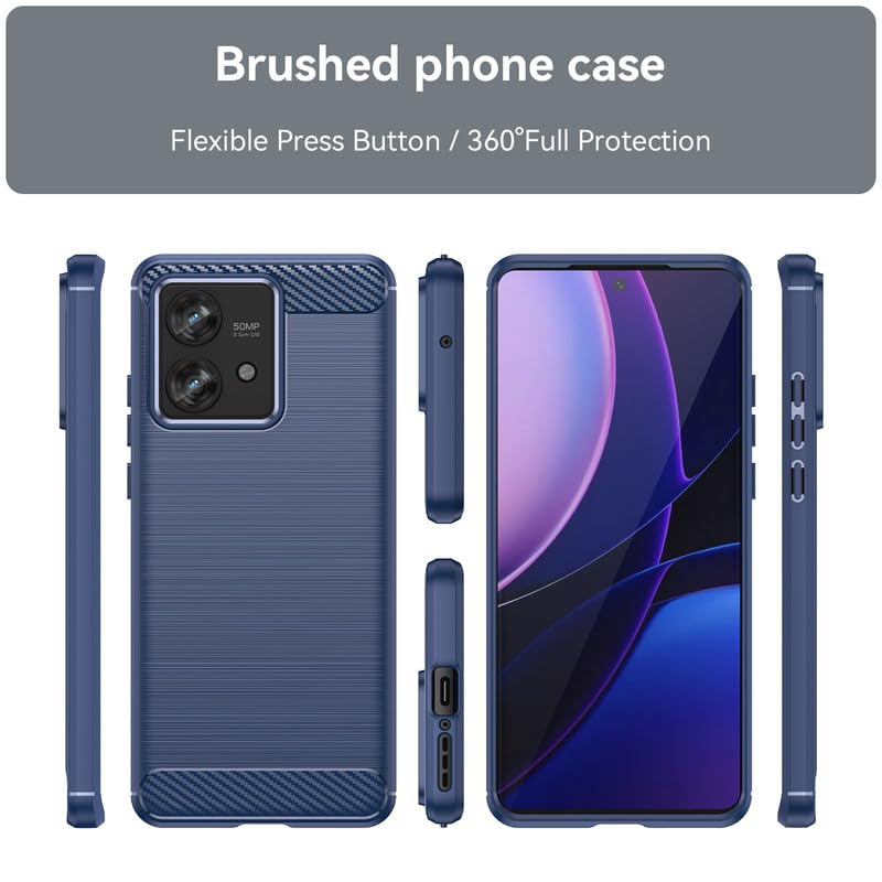Image of Hybrid Carbon Fiber Back Case for Moto Edge 40 Neo (Blue)