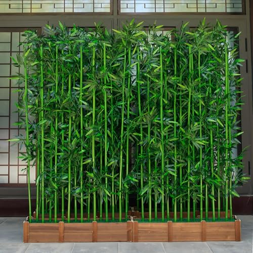 Rjdjbflc 24-Pack 6.6ft Artificial Privacy Fence | Faux Plant with Realistic Silk Leaves for Indoor Decor & Outdoor Garden – UV-Protected, Waterproof Tall Screen Set